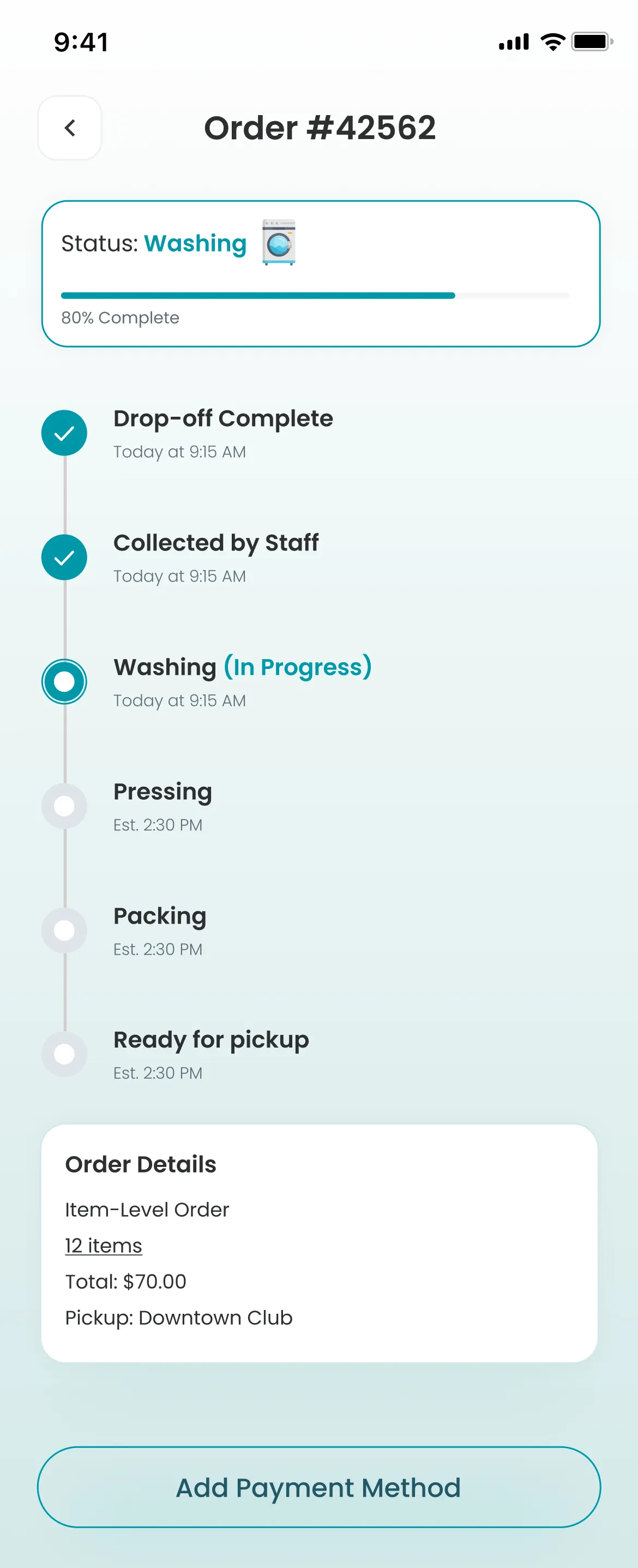 WashEra app — drop-off screen
