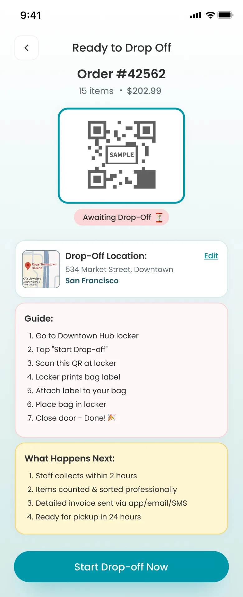 WashEra app — drop-off screen