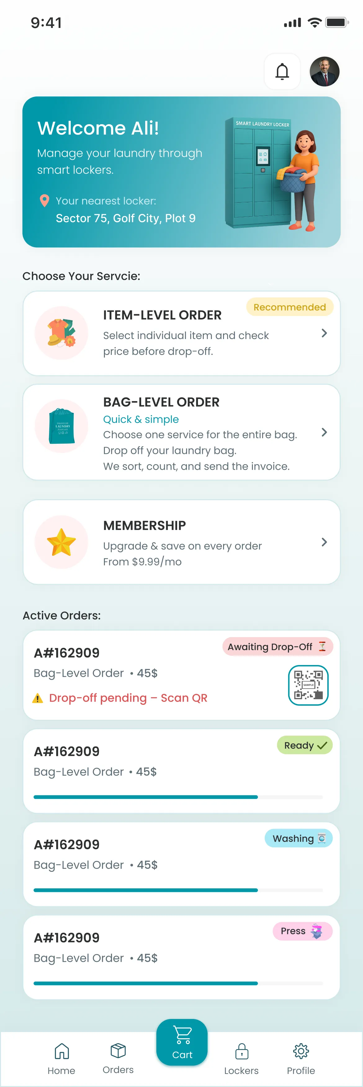 WashEra app — home screen