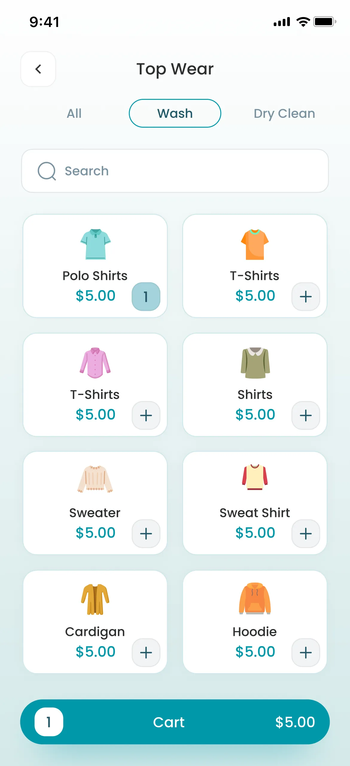 WashEra app — pickup screen